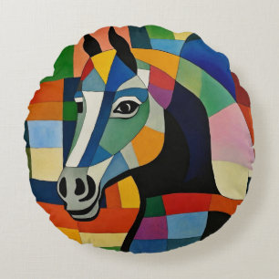 Horse of Colours Round Pillow