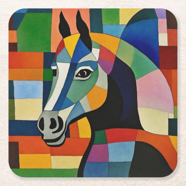 Horse of Colours Square Paper Coaster (Front)