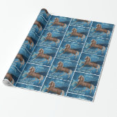 Horse On Blue With Happy Birthday Wrapping Paper (Unrolled)