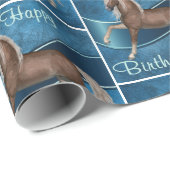 Horse On Blue With Happy Birthday Wrapping Paper (Roll Corner)