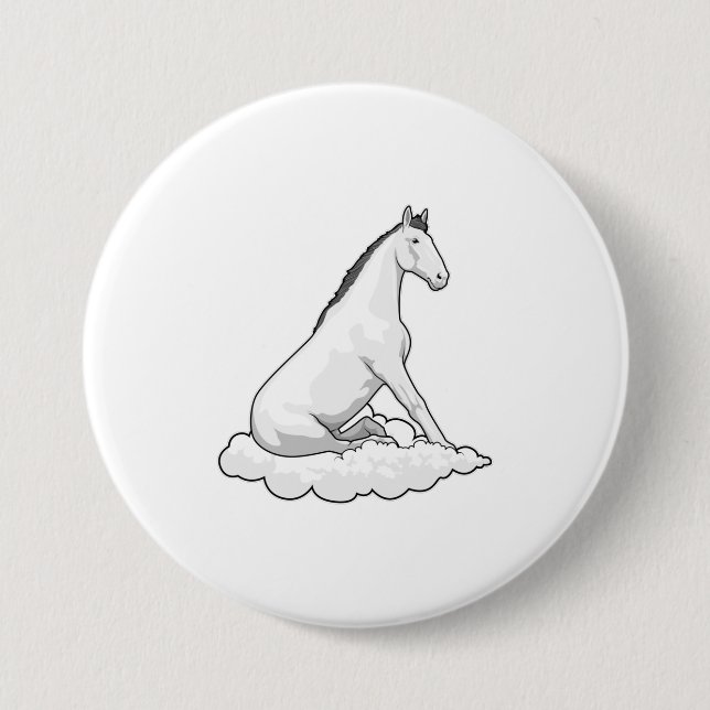 Horse on Cloud 3 Inch Round Button (Front)