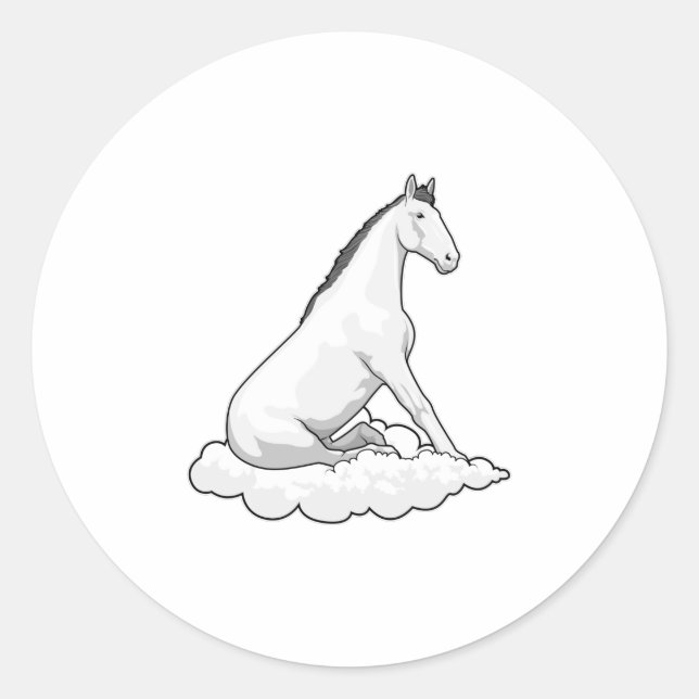 Horse on Cloud Classic Round Sticker (Front)