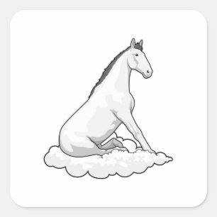 Horse on Cloud Square Sticker