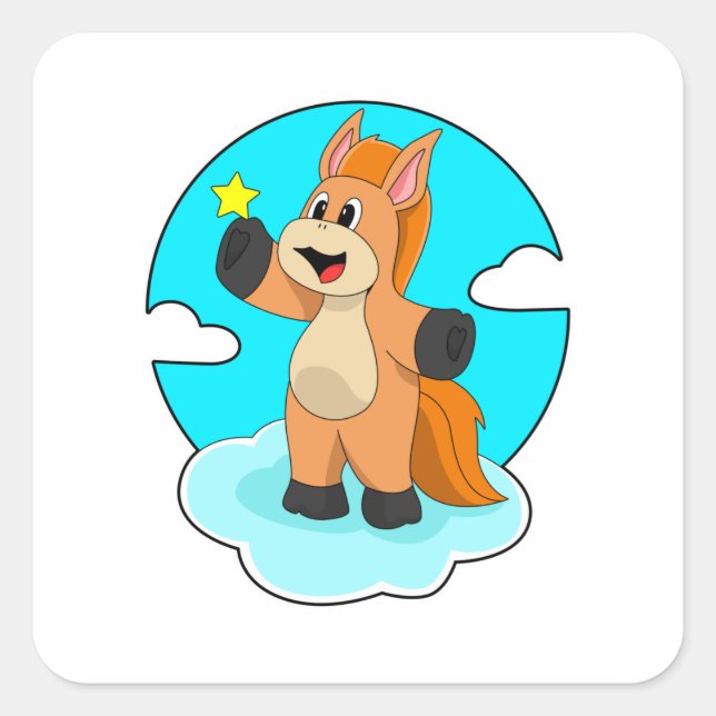 Horse on Clouds Square Sticker (Front)