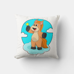 Horse on Clouds Throw Pillow