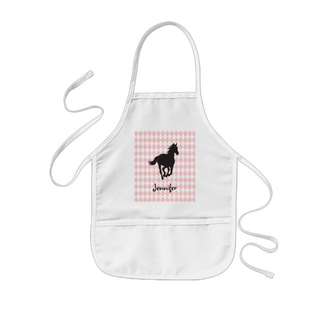 Horse on Diamond Pattern Template Kids Apron (Front)
