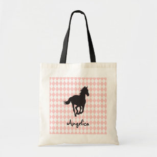 Horse on Diamond Pattern Template Tote Bag