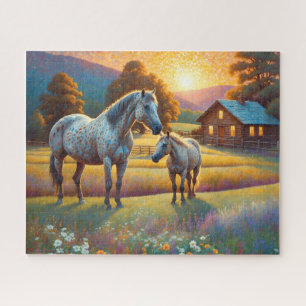 Horse on Farm Wildflower Meadow Jigsaw Puzzle