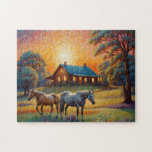 Horse on Farm Wildflower Meadow Jigsaw Puzzle<br><div class="desc">Horses on Farm Wildflower Meadow. Beautiful Puzzles,  planners,  notebooks with this design in my stores..  Lots of art in my stores.  Add this art to other products,  add text.</div>