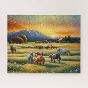 Horse on Farm Wildflower Meadow Jigsaw Puzzle