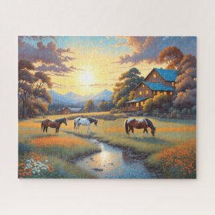 Horse on Farm Wildflower Meadow Jigsaw Puzzle