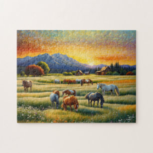 Horse on Farm Wildflower Meadow Jigsaw Puzzle