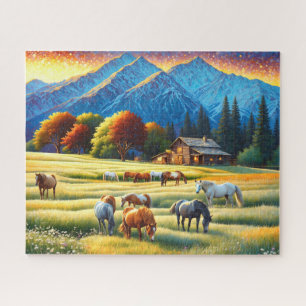 Horse on Farm Wildflower Meadow Jigsaw Puzzle