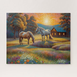 Horse on Farm Wildflower Meadow Jigsaw Puzzle