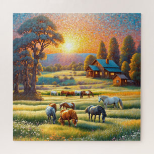 Horse on Farm Wildflower Meadow Jigsaw Puzzle