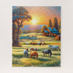 Horse on Farm Wildflower Meadow Jigsaw Puzzle<br><div class="desc">Horses on Farm Wildflower Meadow. Beautiful Puzzles,  planners,  notebooks with this design in my stores..  Lots of art in my stores.  Add this art to other products,  add text.</div>