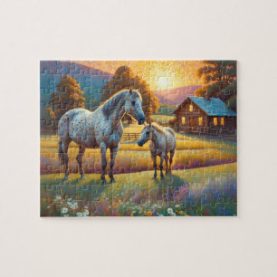 Horse on Farm Wildflower Meadow Jigsaw Puzzle