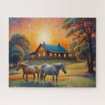 Horse on Farm Wildflower Meadow Jigsaw Puzzle<br><div class="desc">Horses on Farm Wildflower Meadow. Beautiful Puzzles,  planners,  notebooks with this design in my stores..  Lots of art in my stores.  Add this art to other products,  add text.</div>