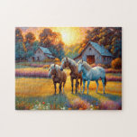 Horse on Farm Wildflower Meadow Jigsaw Puzzle<br><div class="desc">Horses on Farm Wildflower Meadow. Beautiful Puzzles,  planners,  notebooks with this design in my stores..  Lots of art in my stores.  Add this art to other products,  add text.</div>