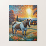 Horse on Farm Wildflower Meadow Jigsaw Puzzle<br><div class="desc">Horse on Farm Wildflower Meadow. Beautiful Puzzles,  planners,  notebooks with this design in my stores..  Lots of art in my stores.  Add this art to other products,  add text.</div>