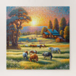 Horse on Farm Wildflower Meadow Jigsaw Puzzle<br><div class="desc">Horses on Farm Wildflower Meadow. Beautiful Puzzles,  planners,  notebooks with this design in my stores..  Lots of art in my stores.  Add this art to other products,  add text.</div>