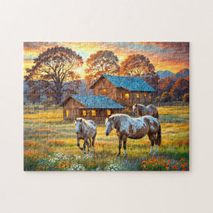 Horse on Farm Wildflower Meadow Jigsaw Puzzle