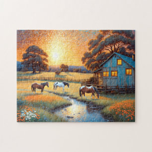 Horse on Farm Wildflower Meadow Jigsaw Puzzle
