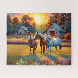 Horse on Farm Wildflower Meadow Jigsaw Puzzle