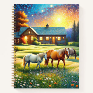 Horse on Farm Wildflower Meadow Notebook