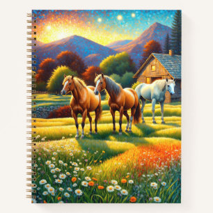 Horse on Farm Wildflower Meadow Notebook