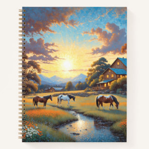 Horse on Farm Wildflower Meadow Notebook
