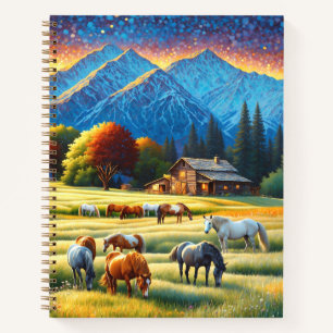 Horse on Farm Wildflower Meadow Notebook