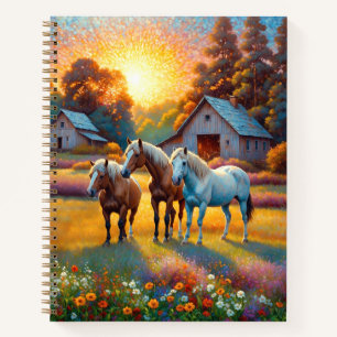 Horse on Farm Wildflower Meadow Notebook