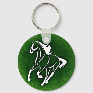 Horse on green background keychain