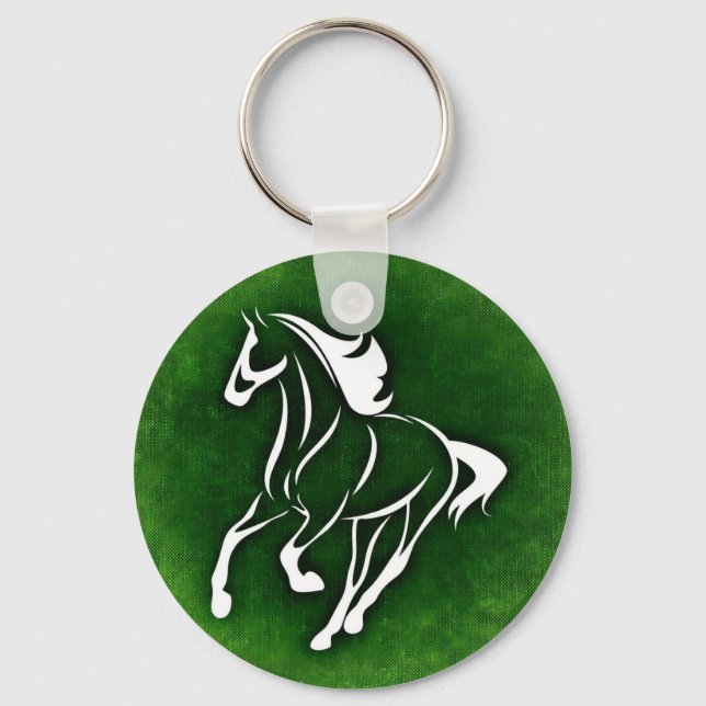 Horse on green background keychain (Front)