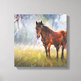 Horse on the grass canvas print