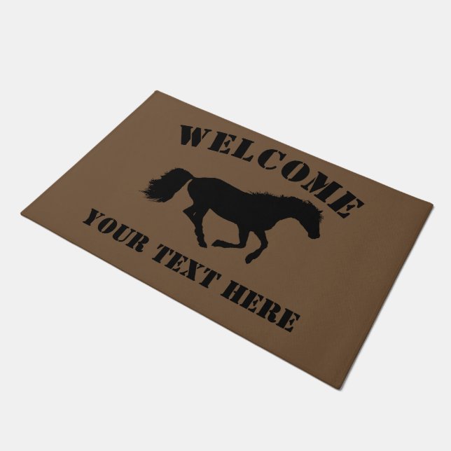 Horse or pony riders welcome doormat (Angled)