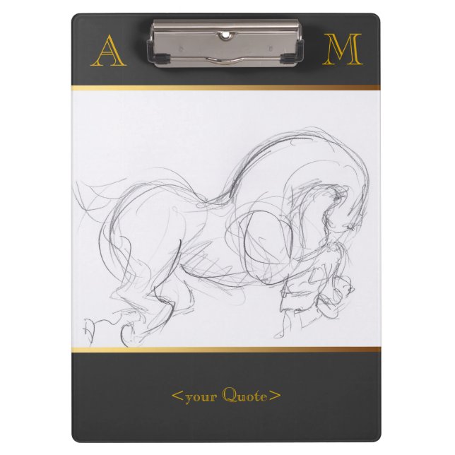 Horse Original Drawing Monogram Clipboard (Front)