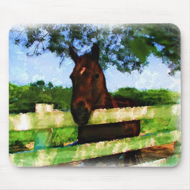 Horse Over Fence Painting Mouse Pad (Front)