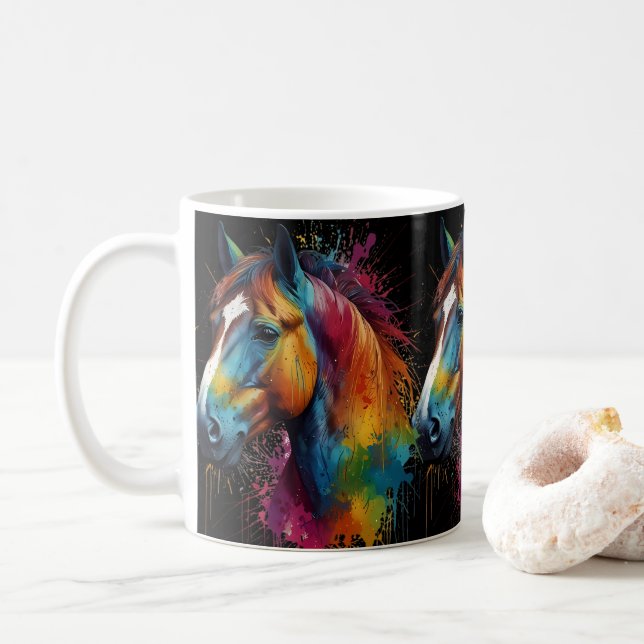 Horse painted design  coffee mug (With Donut)