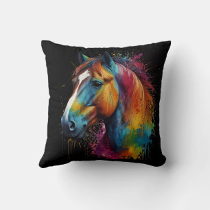 Horse painted design difficult  throw pillow
