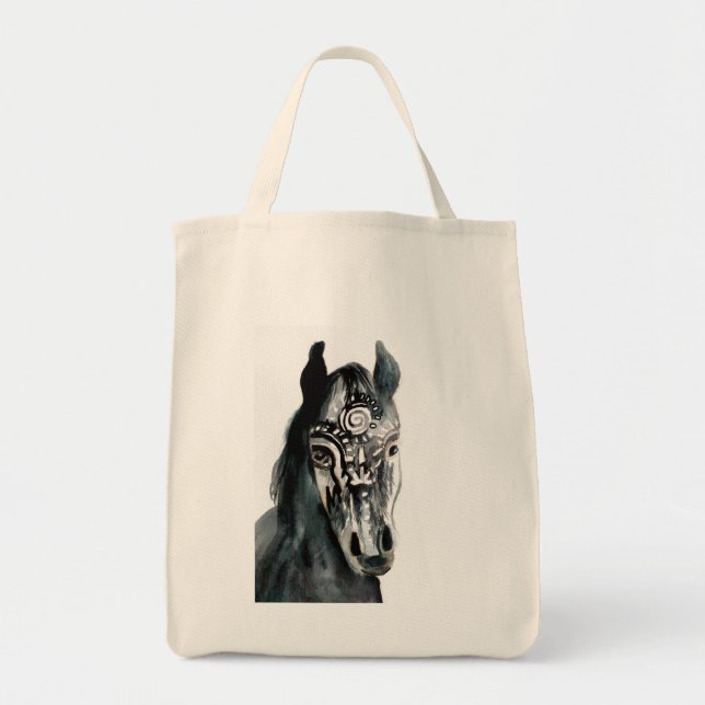 Horse Painting Your Custom Grocery Tote Bag (Front)