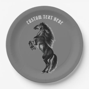 Horse Paper Plates with Custom Text