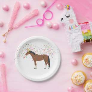 Horse Partying Farm Animals Having a Party  Paper Plate