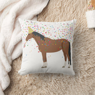 Horse Partying Farm Animals Having a Party Throw Pillow