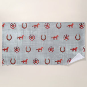 Horse Pattern (Red) Beach Towel