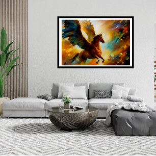 Horse Pegasus flying Beautiful Colors Poster