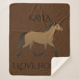 Horse personalized sherpa blanket in brown.