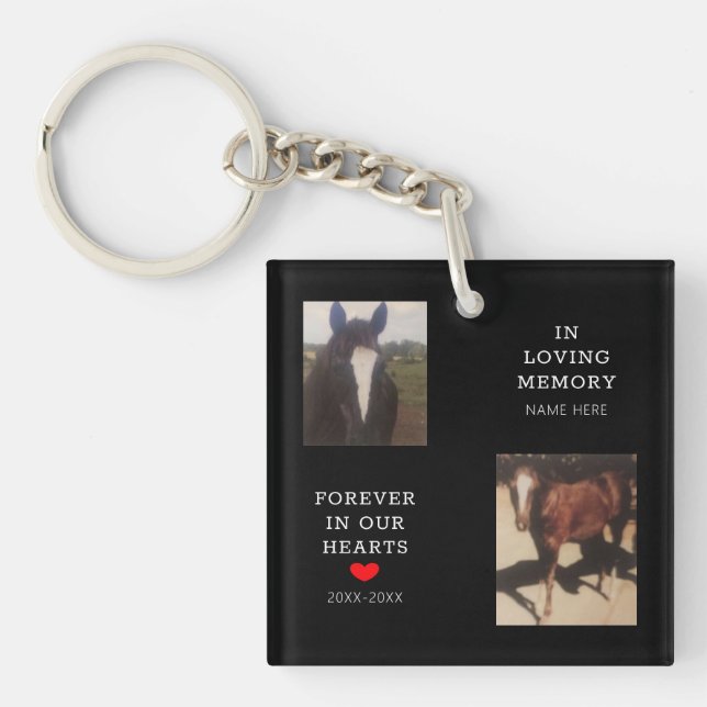 Horse Pet Memorial Coeur rouge Deux photos Customi (Devant)