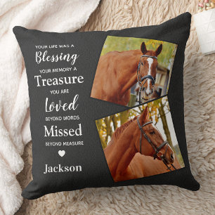 Horse Pet Memorial Horse Photo Collage Throw Pillow
